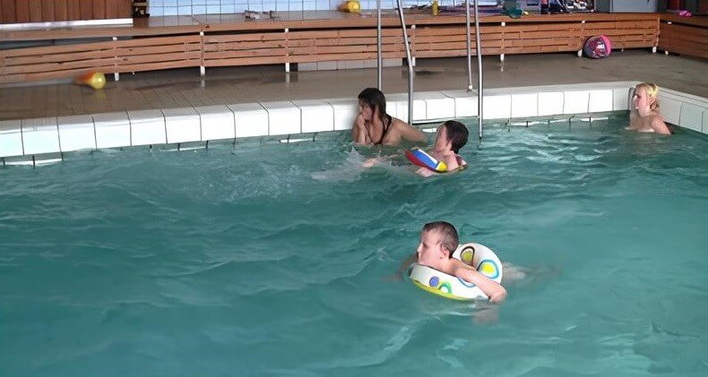 Swimming center club Full HD - Leaving the house while naked