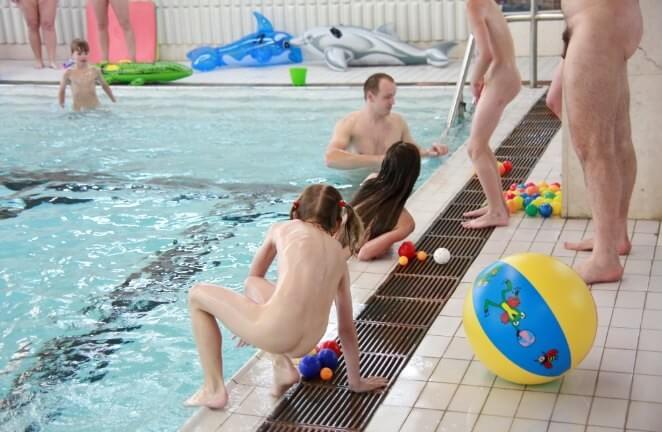 Nude family in the pool photos - Naturism is about respecting natural beauty